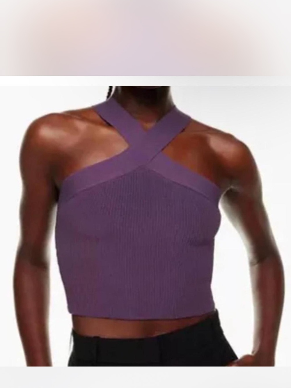 babaton sculpt knit criss cross cropped tank by aritzia - size medium - plum